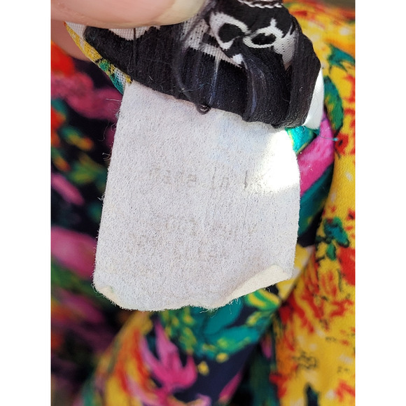 Vintage Cher Jacque Bright Floral Short Sleeve Pearl Button Up Sheer Shirt Dress - Picture 9 of 10